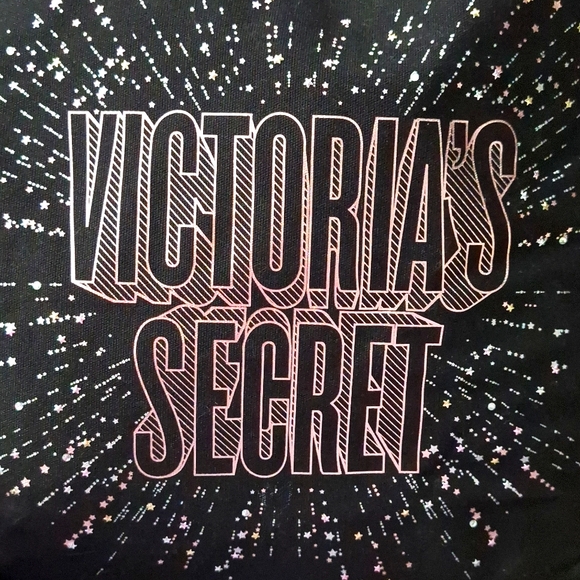 🌟 Victoria’s Secret Black Canvas Sparkle Tote Bag - Picture 2 of 16